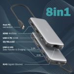 Stacja dokująca DIGITUS USB Typ C 8-portów 2x HDMI 4K/60Hz PD 3.0 - 6