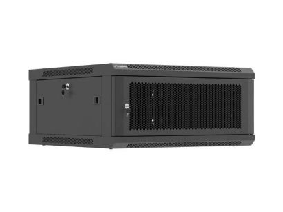 Szafa instalacyjna Rack Lanberg wisząca 19" 4U 600x600 czarna drzwi perforowane (flat pack)