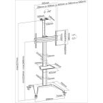 Stojak mobilny Techly 37''-70'', 70kg 2 półki - 6