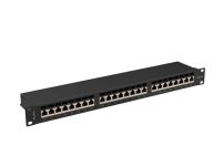 Patch panel Lanberg 24 port 1U kat.6A ekranowany czarny - 2