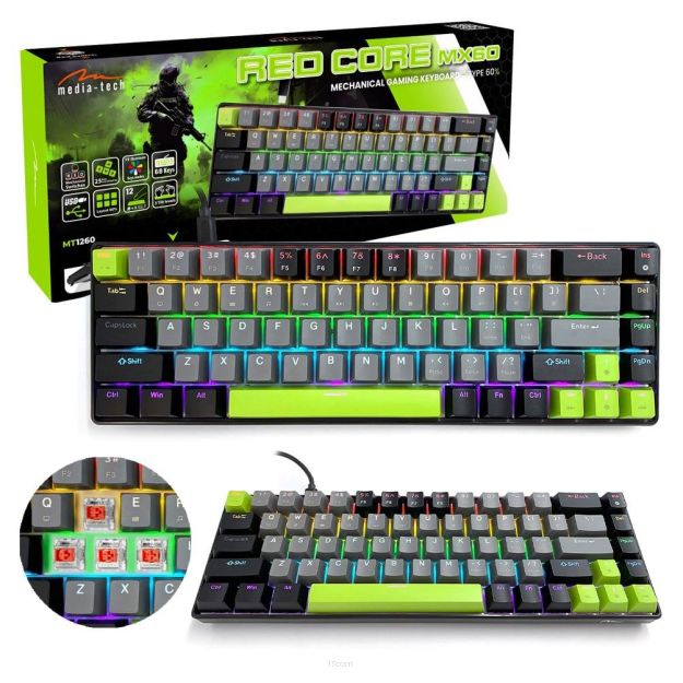 Klawiatura przewodowa Media-Tech MT1260 60% RED CORE MX60 mechaniczna