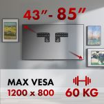 Uchwyt do TV Maclean MC-806 N, kompatybilny z telewizorami Samsung QLED, 43
