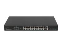 Switch niezarządzalny Lanberg 24x 100Mb PoE+/2x Combo Rack 19