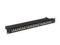 Patch panel Lanberg 24 port 1U kat.7 ekranowany czarny - 2