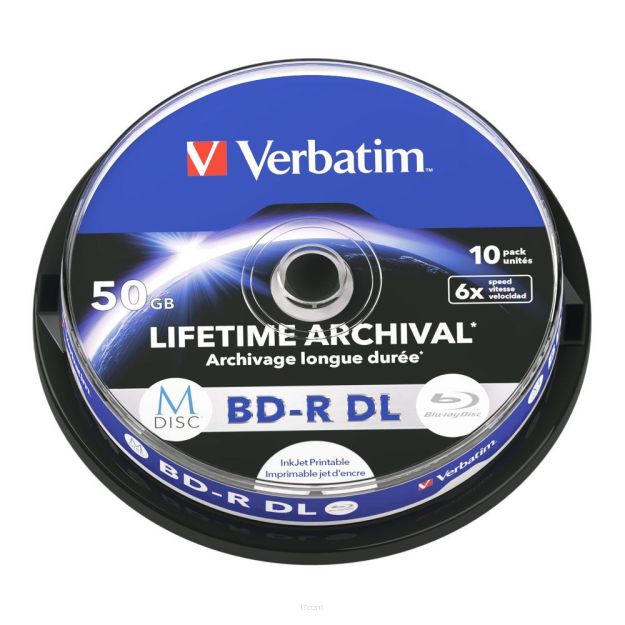 Płyty BD-R DL Verbatim M-Disc 50GB 6x Inkjet Printable (Spindle 10)