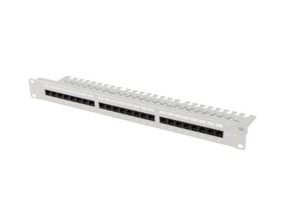 Patch panel Lanberg 24 port 1U 19" Kat.5e UTP z organizerem kablowym szary