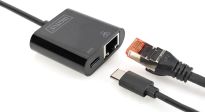 Karta sieciowa DIGITUS przewodowa USB 3.0 Typ C do RJ45 Gigabit Ethernet oraz 1xUSB Typ C z PD 2.0 - 5