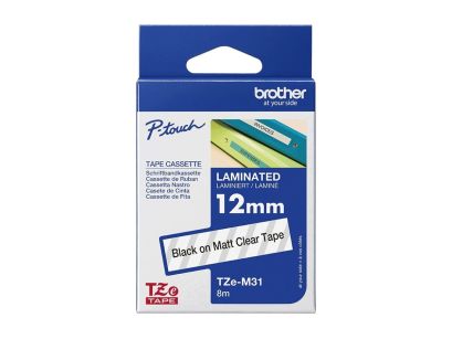 Brother TZEM31 TZE-M31 12mm czarne na przeźro mat